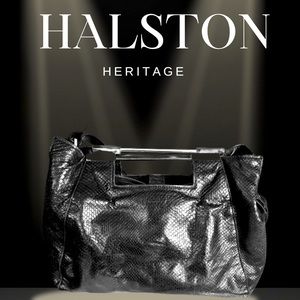 HALSTON Heritage lizard embossed leather satchel. Quiet luxury. 9x5x13